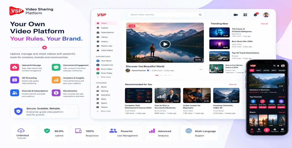 Video Sharing Platform (VSP) like Youtube